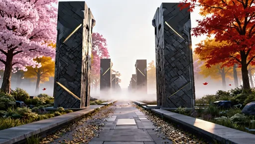 Prompt: Static cinematic shot of the same path through changing seasons, spring blossoms, summer greenery, autumn leaves, winter mist, the road remaining unchanged while time passes, atmosphere of continuity and inner growth, photorealistic, cinematic masterpiece, 16:9