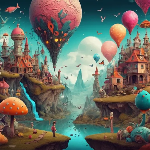 Prompt: (YouTube banner), imaginative bizarre world, surreal landscapes, vibrant colors, eclectic characters, whimsical elements, dreamlike atmosphere, intricate details, playful theme, creative artistry, captivating visuals, high-quality HD design, attention-grabbing layout.