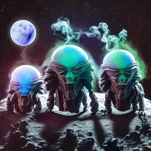 Prompt: aliens smoking meth on the dark side of the moon

