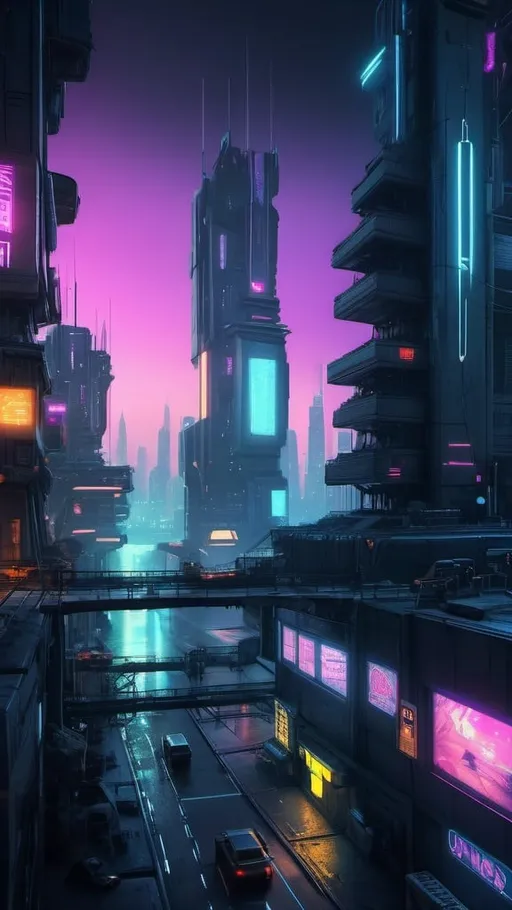 Prompt: A beautiful landscape, cyberpunk 3d, realistic,hd, night , future 