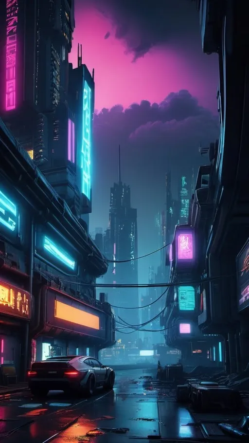 Prompt: A awesome landscape, cyberpunk 3d, realistic,hd, night , future 