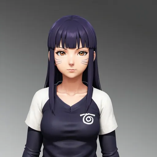 Prompt: please create full body of hinata from naruto serise. please try to create full body. pleas try to make same eye. i mean make sure that hinata has biakugun

