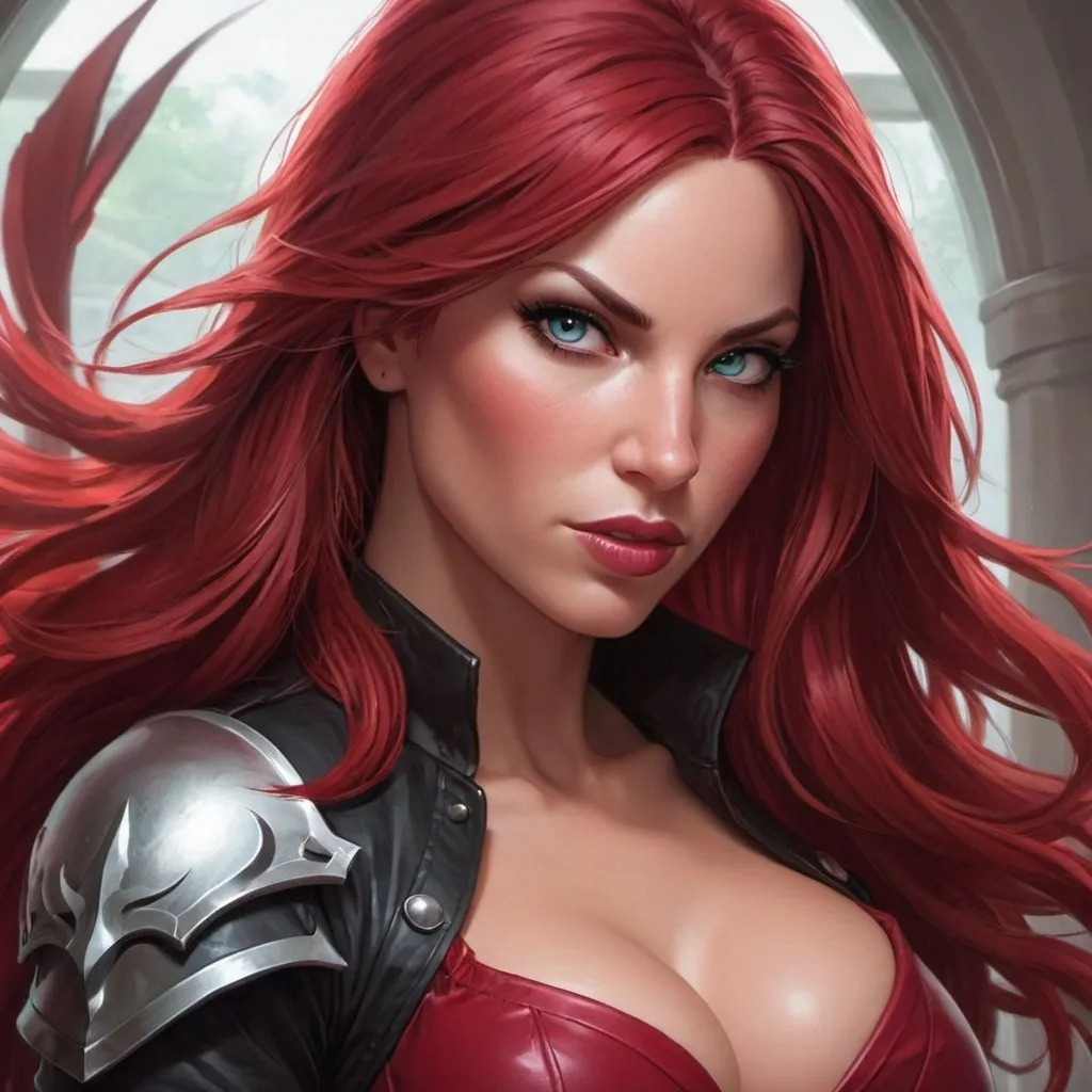 Prompt: Rachel Pizzolato as katarina du couteau, art by Artgerm 