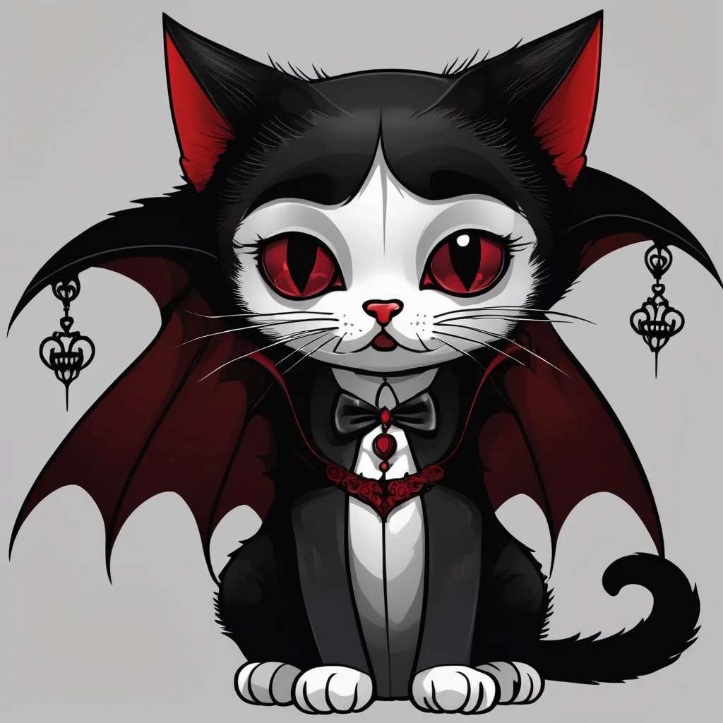 Prompt: Cute gothic vampire cat