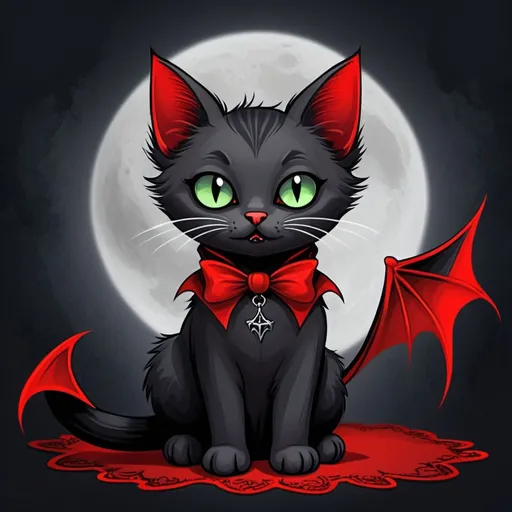 Prompt: A cute gothic vampire cat