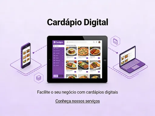 Prompt: crie uma imagem para um post para uma agencia de cardapios digitais coloque o texto em portugues e coloque no tom roxo
