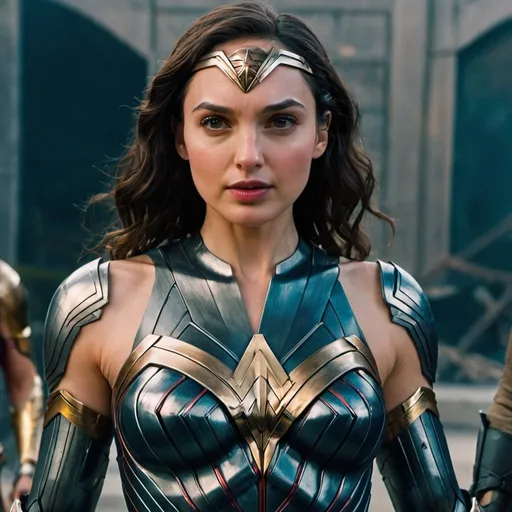 Prompt: Gal Gadot in advanced Wonder Woman upgraded armor suit