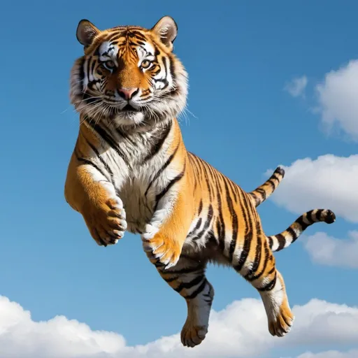 Prompt: A tiger is flying in the sky
