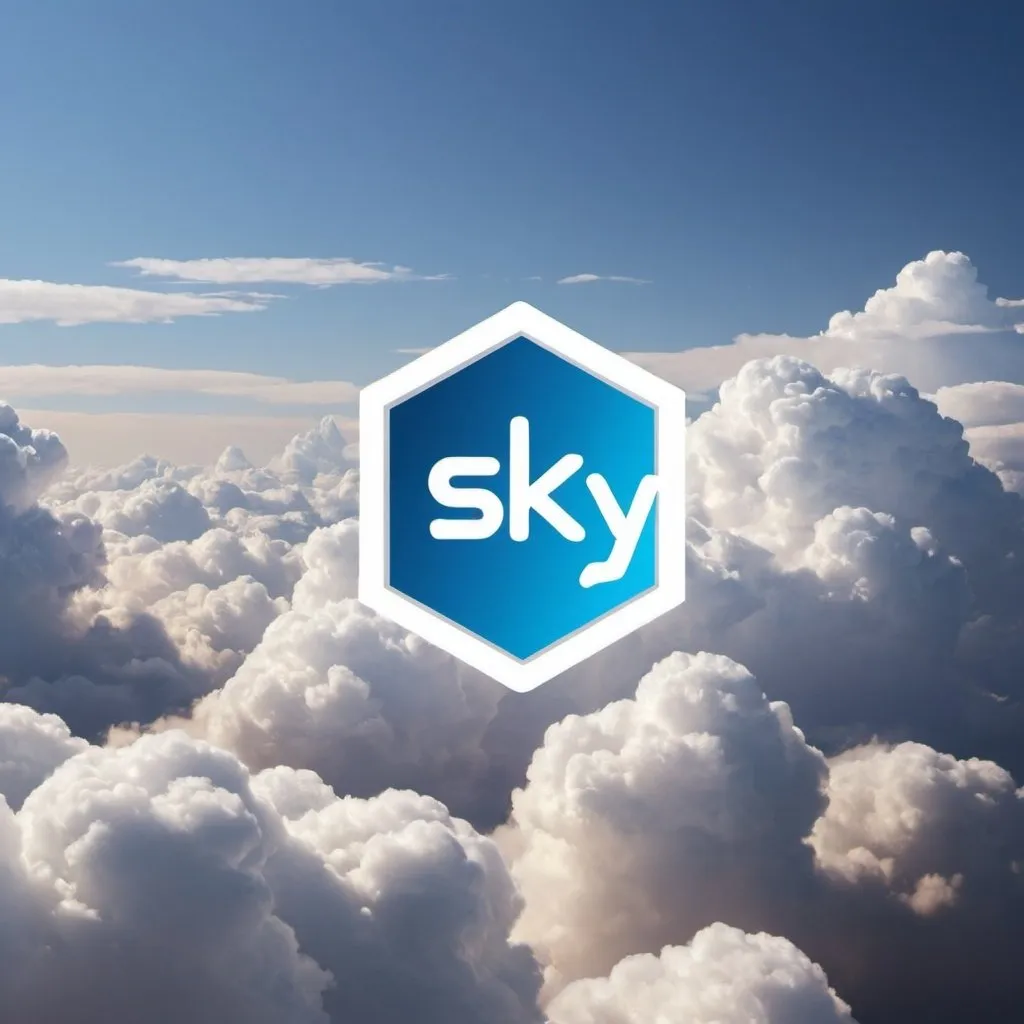 Prompt: sky manpower for logo,clouds in background 