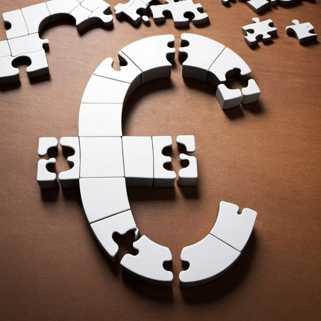 Prompt: Euro sign in puzzle pieces