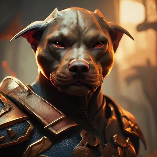 Prompt: D&D male anthropomorphic pitbull, heroic, b;ue eyes, digital painting, cinematic, unreal engine, octane render, 8k, axe