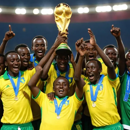 Prompt: Rwanda team winning a world cup