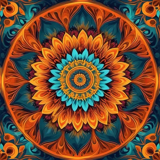 Prompt: (abstract mandala patterns), vibrant color scheme, (warm colors), intricate designs, flowing shapes, mesmerizing symmetry, bold hues, layered textures, visually striking, fluid forms, dynamic composition, artistic expressions, serene ambiance, enchanting atmosphere, immersive experience, high-quality (ultra-detailed).