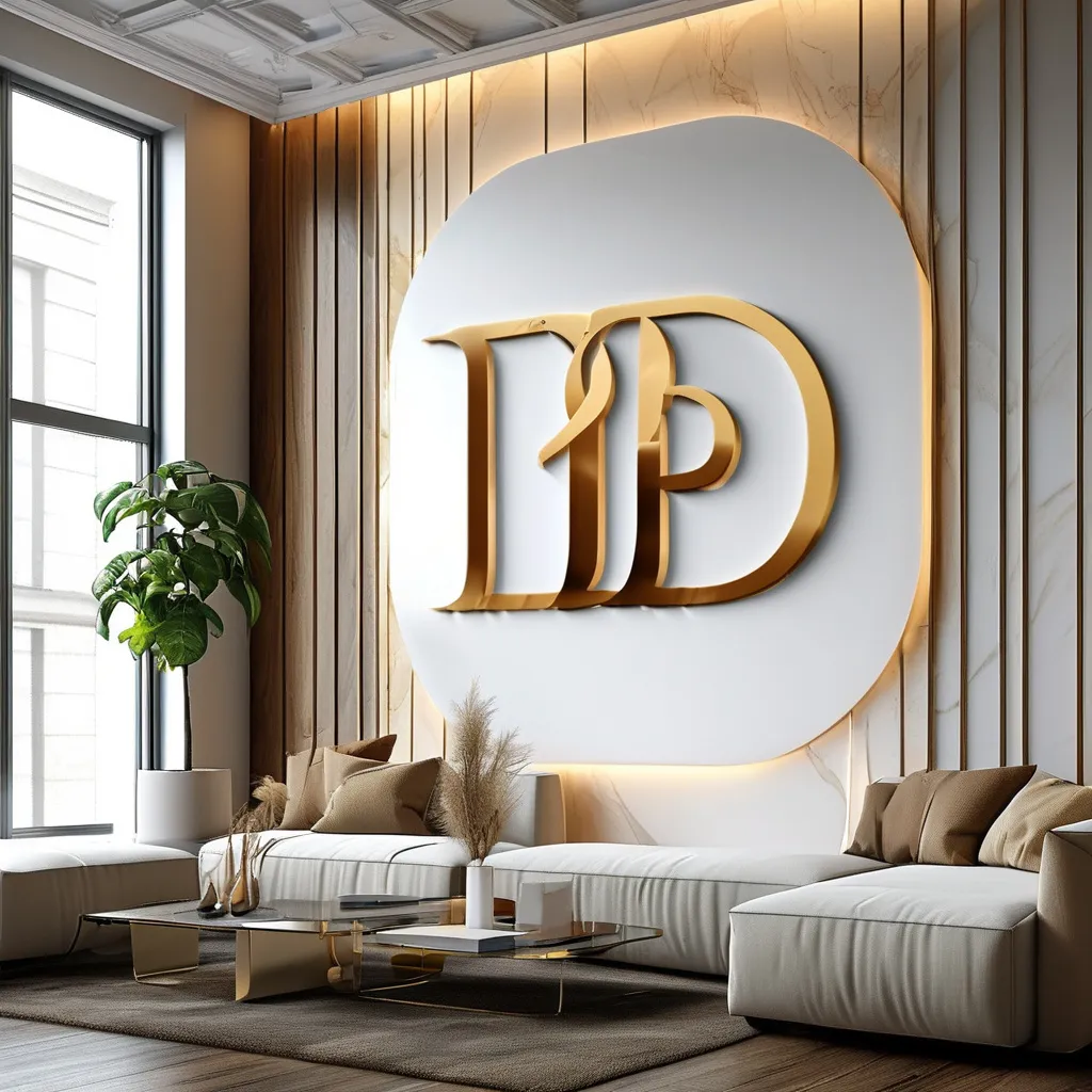 Prompt: Logo with the letters L and B, basic, white and gold..