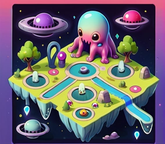 Prompt: cute alien game map

