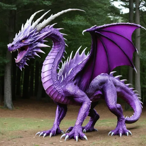 Prompt: human sized purple dragon, with spiked tail
