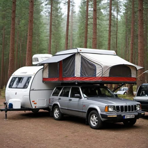 Prompt: car, trailer, camper