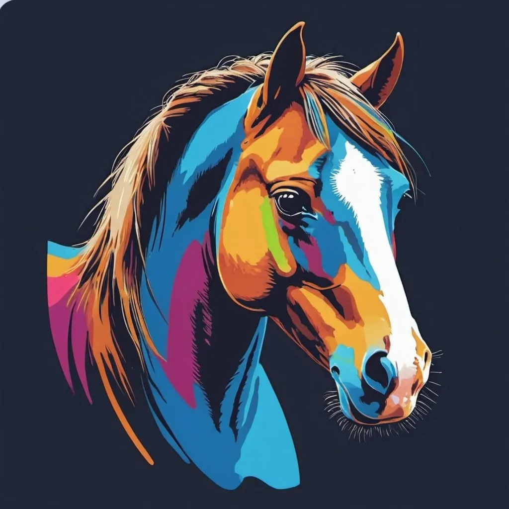 Prompt: Horse printed on a T-shirt of different colours 