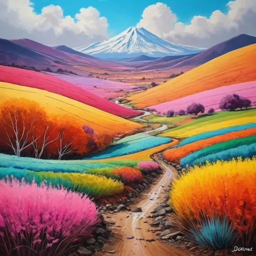 Prompt: un paisaje sicodelicos con muchas setas y muchos colores y cosas locas