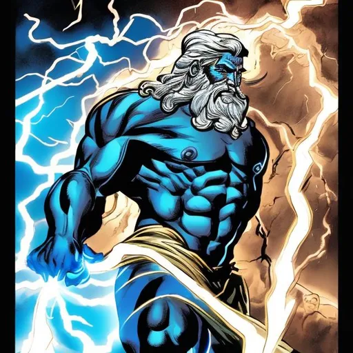 Prompt: Zeus casting his lightning
 in a comicbook style
