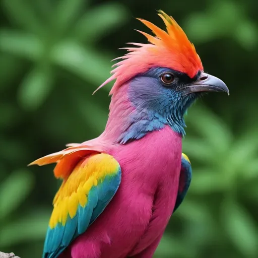 Prompt: make me a color explosion with a rare bird animal