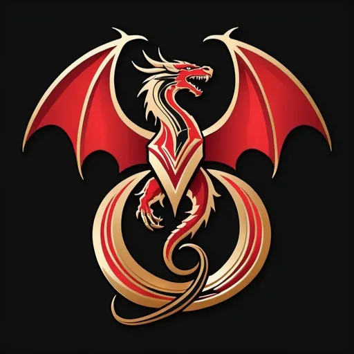 Prompt: Wyvern logo, red and gold and black