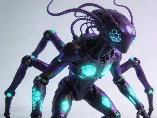 Prompt: A sci-fi creature with advanced features and alien characteristics