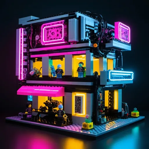 Prompt: Lego Cybersecurity Cyberpunk Neon