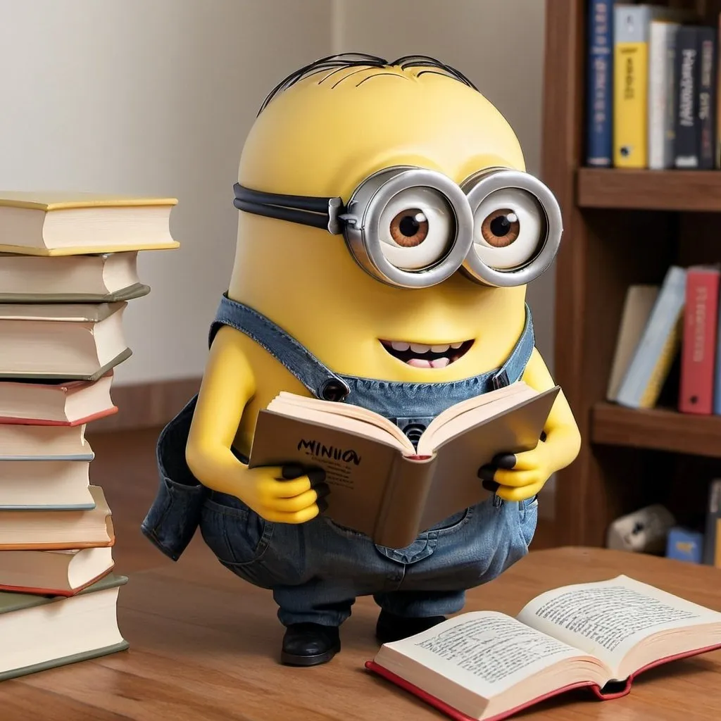 Prompt: minion reading book