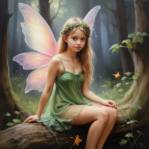 Prompt: Oil paint of fairy