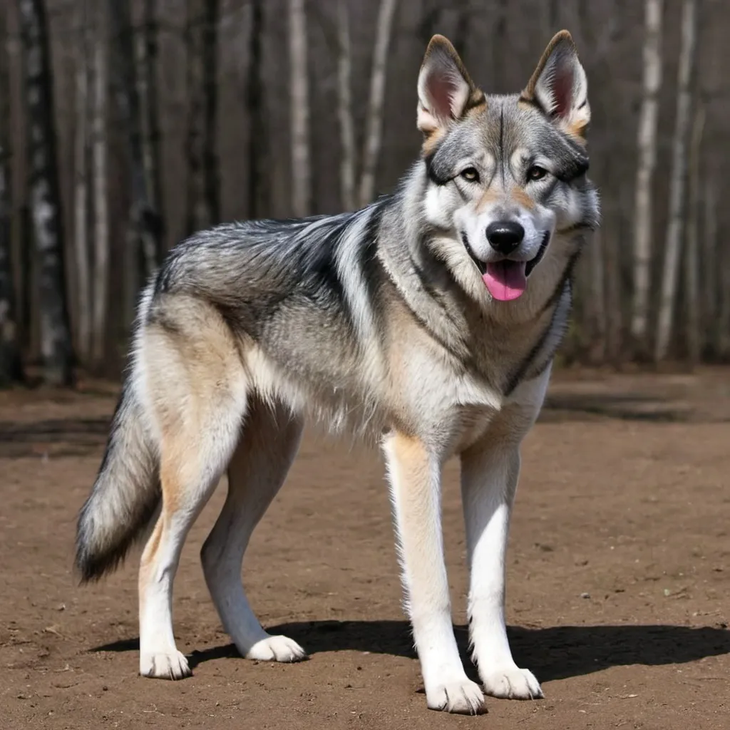 Prompt: Morph hybrids of Singing Moon Wolfdog × NorthAID North American-Indian wolfDog × Czechoslovakian Wolfdog × Saarloos Wolfdog × British Lupine wolfDog × Tamaskan wolfDog × Blue Bay Shepherd Wolfdog × ANCD Alaskan Noble Companion wolfDog × Wild_Bullet Kennel Wolfdog 