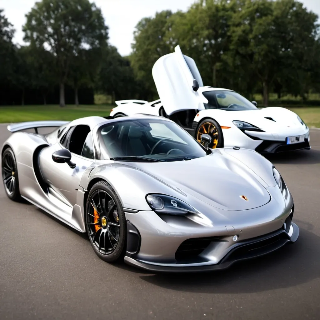 Prompt: Morph Porsche 918 Spyder and McLaren P1