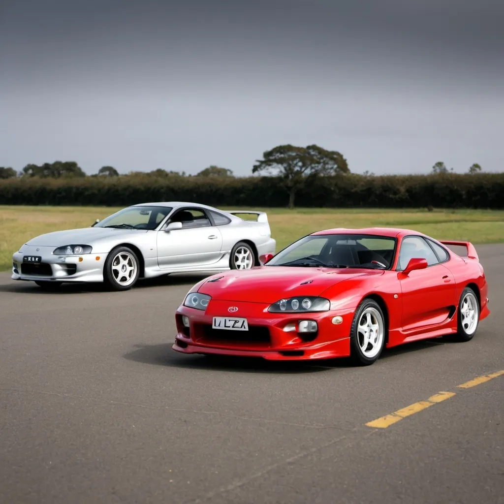 Prompt: Morph Mark Mk IV Morph Mark Mk IV 4 Toyota JZA80 Supra and Mitsubishi Eclipse 1999