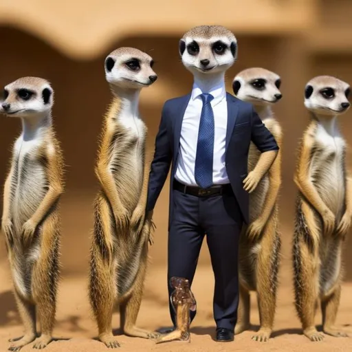 Prompt: A businessman with the head of a meerkat