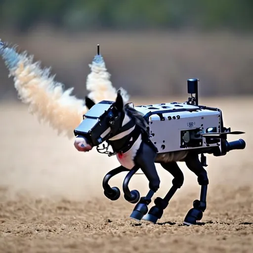 Prompt: fearsome flying miniature horse drones equipped with AIM-120 AMRAAM missiles