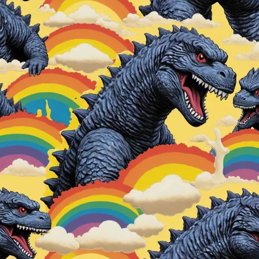 Prompt: Creami godzilla arcobaleno 