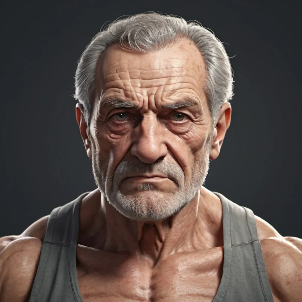 Prompt: italian old man, muscular body, mysterious facial expression, highly detailed, realistic style
