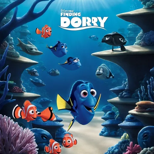 Prompt: poster about finding dory