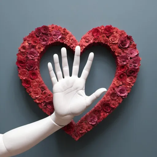 Prompt: Love. Gratitude. Art. AI with hand and love