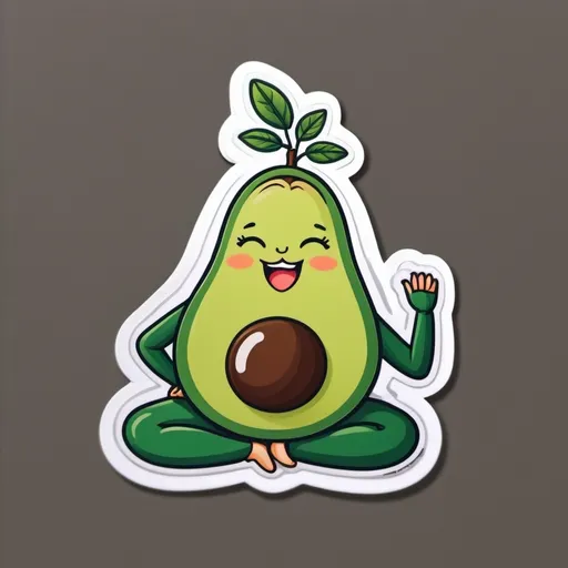 Prompt: A cute avocado character doing yoga