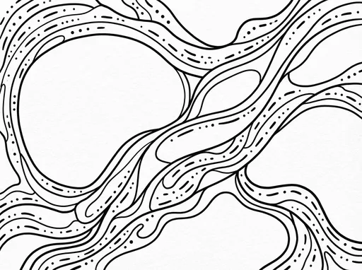 Prompt: black and white coloring book page,
smooth flowing neurographic lines,
large open spaces,
simple repeating patterns,
thick clean outlines,
white background,
calming and minimal,
no faces,
no eyes,
no symbols,
no shading,
no symmetry,
print ready
inspired by gentle water movement