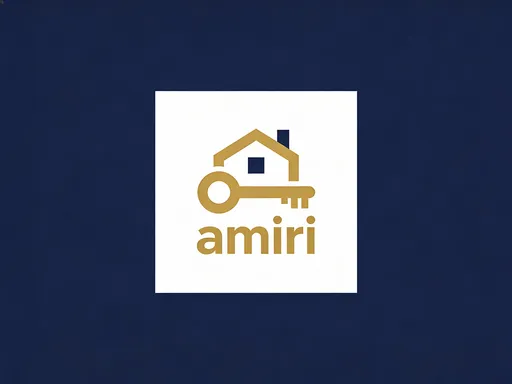 Prompt: 
Modern real estate logo, minimal design, house and key symbol, professional, gold and dark blue colors, flat logo, white background with name amiri