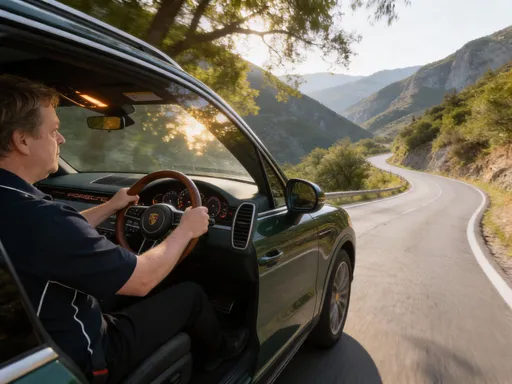 Prompt: @LtdNgatubWQIMfVFGQ1M driving a green
porche cayenne