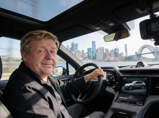 Prompt: Use Reference Image 1 for the scene, pose, camera angle, lighting, and environment.
Use Reference Image 2 as the primary identity reference for Mr AJ.

Create a highly realistic, photorealistic image of Mr AJ driving a modern luxury car.

Mr AJ must clearly match Reference Image 2:
Male, early 40s, fair skin, short light brown hair with subtle greying, light-coloured eyes, round-to-oval face, soft jawline. Friendly, approachable expression with calm confidence and a subtle natural smile. No exaggeration, no hype.

Naturally replace the driver in Reference Image 1 with Mr AJ while preserving the original body position, posture, and framing. The final image must look unmistakably like Mr AJ, not the original person.

Scene details:
Interior of a modern, high-end vehicle. Mr AJ seated in the driver’s seat, one hand on the steering wheel. Relaxed, natural posture. Camera positioned from the front passenger seat.

Background:
Sydney Harbour visible through the windows, including the Sydney Harbour Bridge and city skyline. Bright daytime natural sunlight. Stable, realistic background with no distortion.

Style and quality:
Ultra-realistic photography, natural skin texture, accurate facial anatomy, realistic lighting and shadows, cinematic depth of field. Clean, premium look.

Identity and realism rules:
Prioritise identity consistency with Reference Image 2. No face blending with the original driver. No facial warping, no symmetry errors, no motion blur.

Negative guidance:
No cartoon, no illustration, no CGI, no plastic skin, no exaggerated expressions, no identity drift, no deepfake artifacts, no extra fingers, no distorted hands, no blur, no low resolution.

Overall goal:
A believable lifestyle image of Mr AJ driving along Sydney Harbour, suitable for branding, advertising, and long-term avatar consistency.