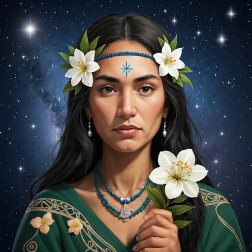 Prompt: wahine matariki with flower