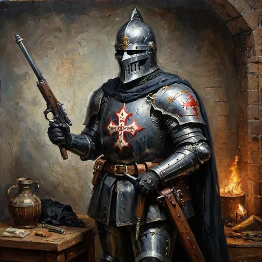 Prompt: Dark Victorian Crusader Knight
Firearms




