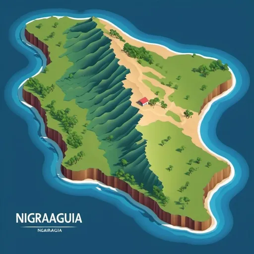 Prompt: Nicaragua Map isometric style