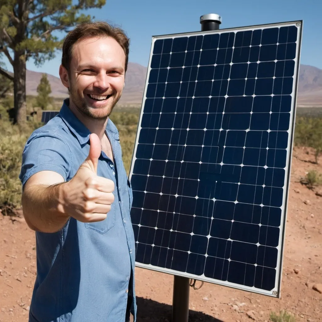 Prompt: A solar Panel shown as a really good thing with a thumbs up