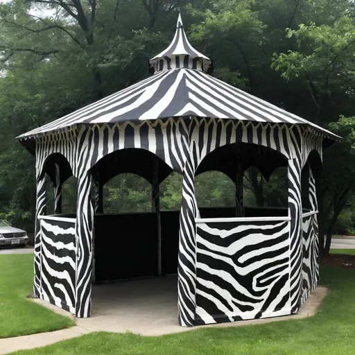 Prompt: A gazebo painted like a zebra aka a gazebra 