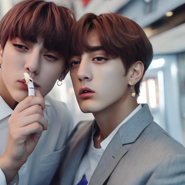 Prompt: Taekook smoking